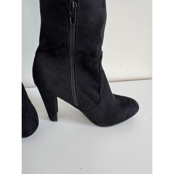 Black Faux Suede Thigh High Boots size 7 - Picture 2 of 8